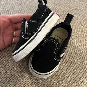 Vans Black and White Kids Slip-On Shoes